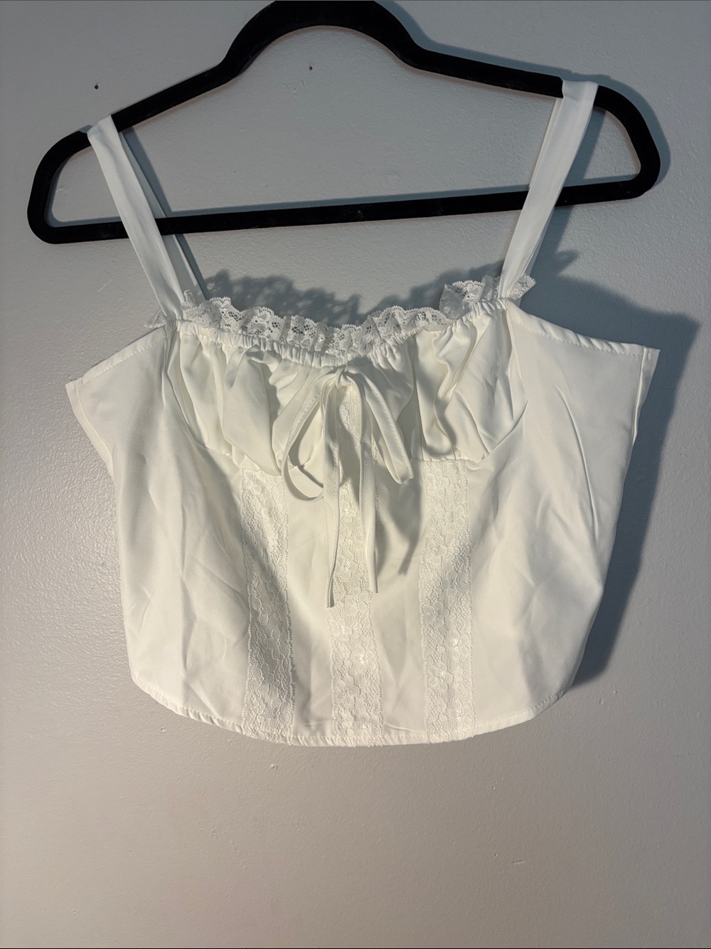 NWoT White Lace-Trim Crop Corset Tank Top
